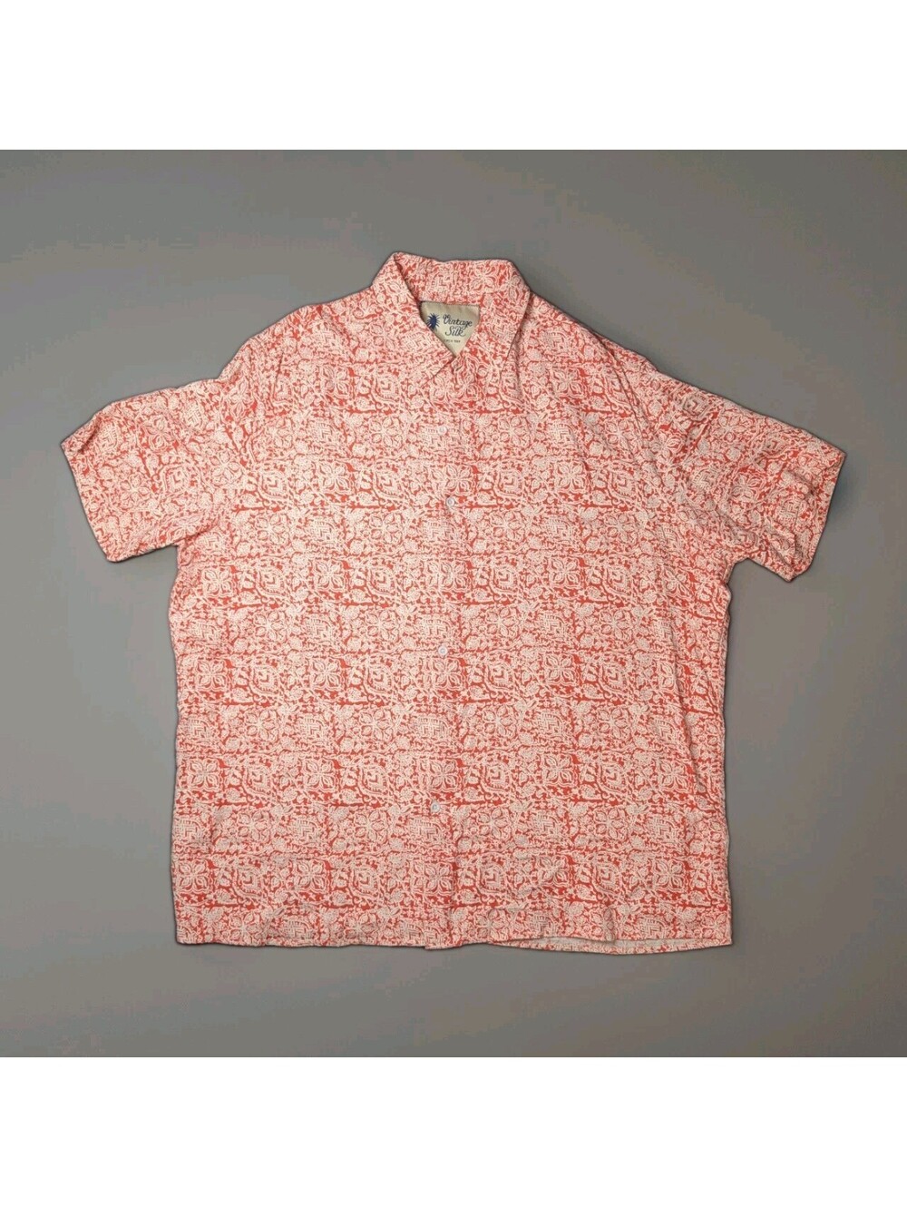 Vintage Silk Hawaiian Shirt Red XXL Silk Rayon